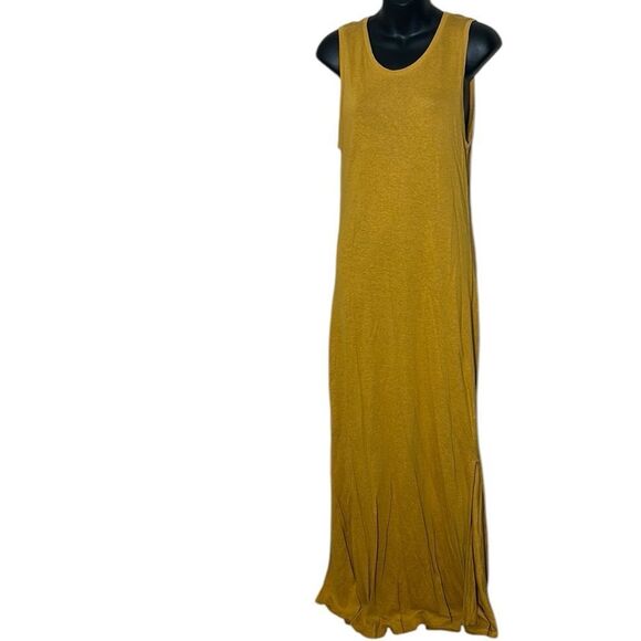 Outerknown Neptune tank dress hemp blend goldenrod side slits maxi large - Picture 2 of 9